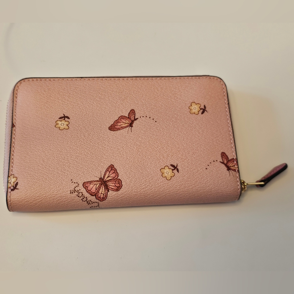 Coach Pink Butterfly Zip Around  Wallet - Picture 5 of 9